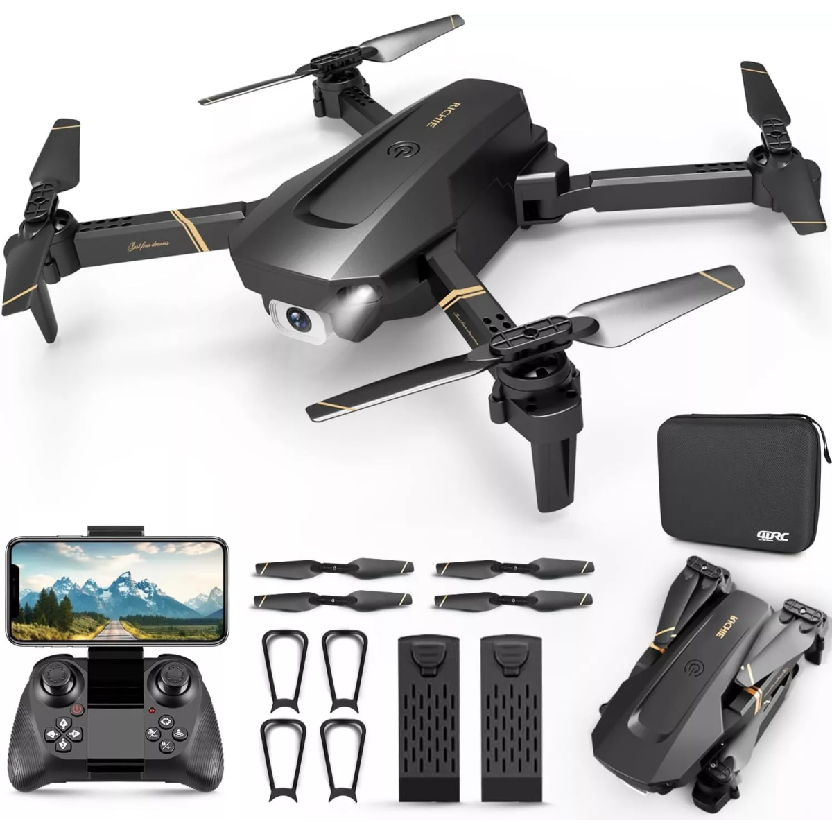 4DRC V4 Foldable Mini Drone with Camera - 1080P HD Drone ,3 Batteries,Drones for Adults Kids,Logistics is randomly sent by UPS/USPS/Evri/Royal Mail.