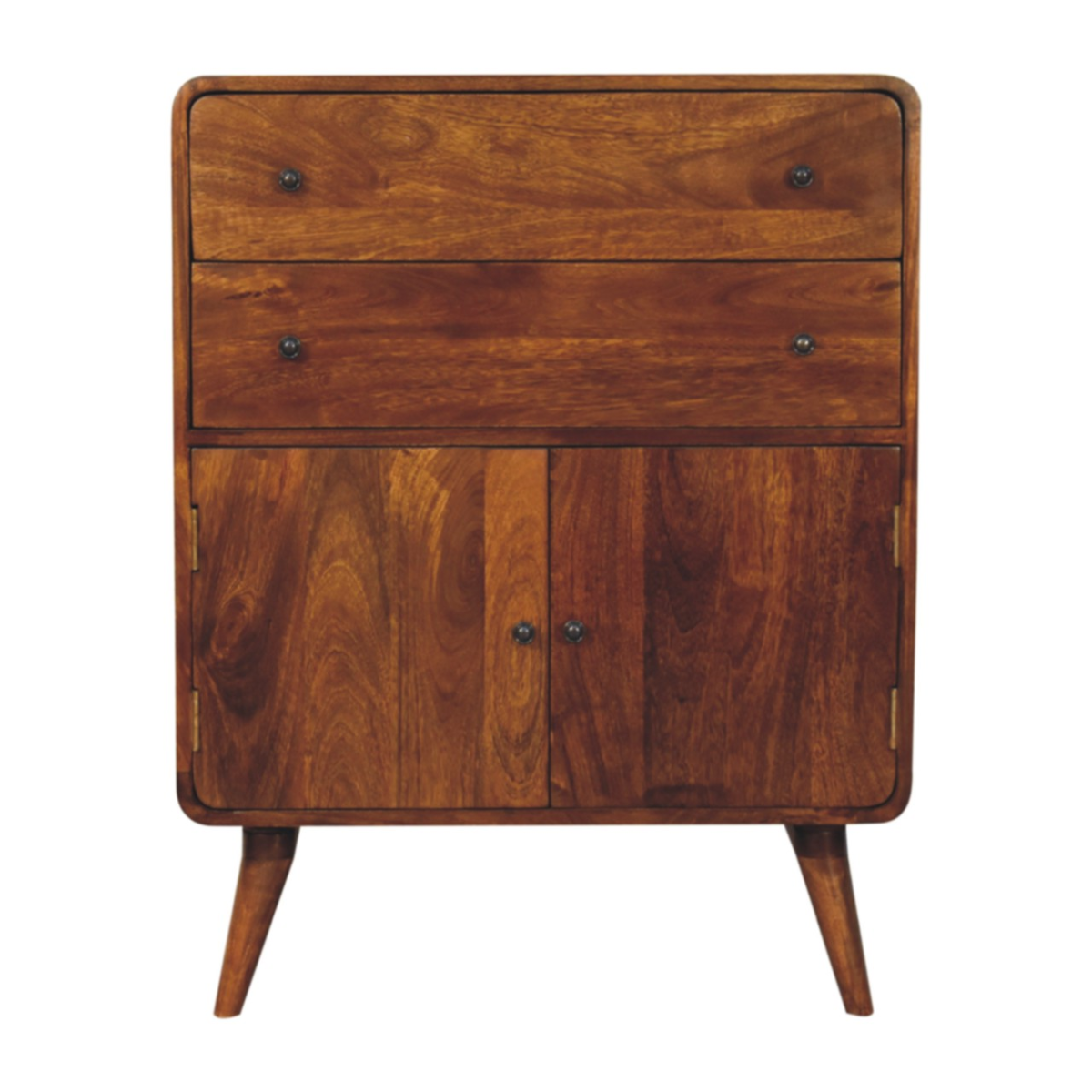 Artisan Furniture Solid Mango Wood Curved Nordic Charm Cabinet