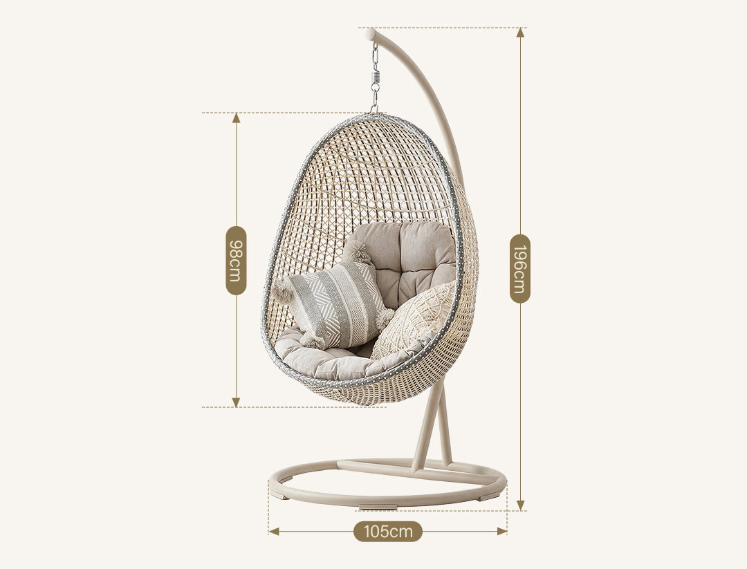 Sutton Garden Rattan Hanging Egg Chair with Stand, Indoor/ Outdoor Furniture