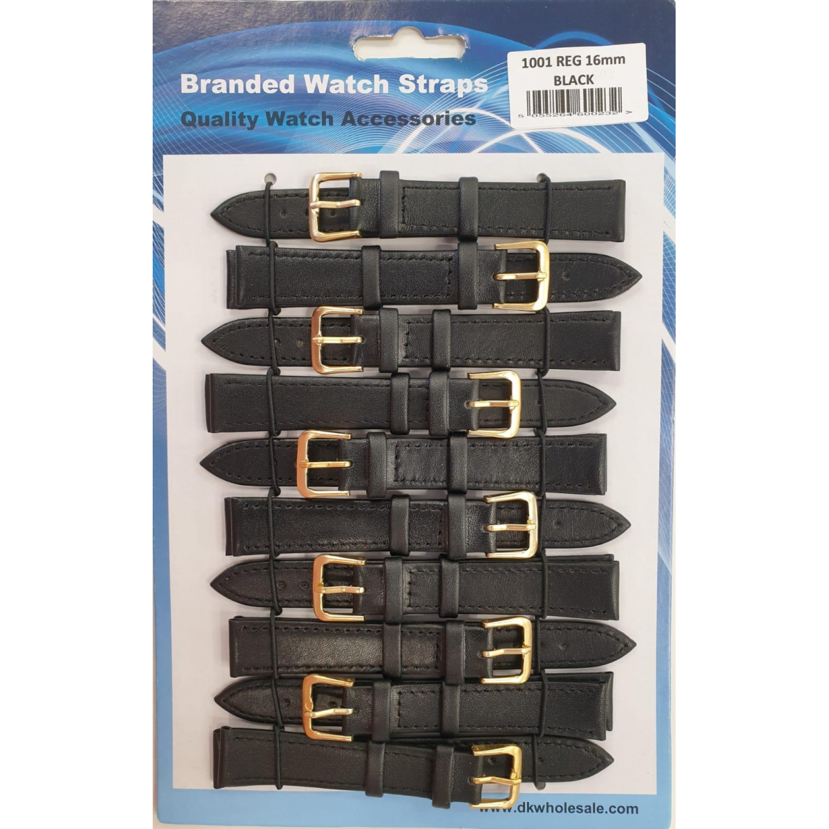 Black Leather Watch Straps Pk10 size 22mm 1001BK