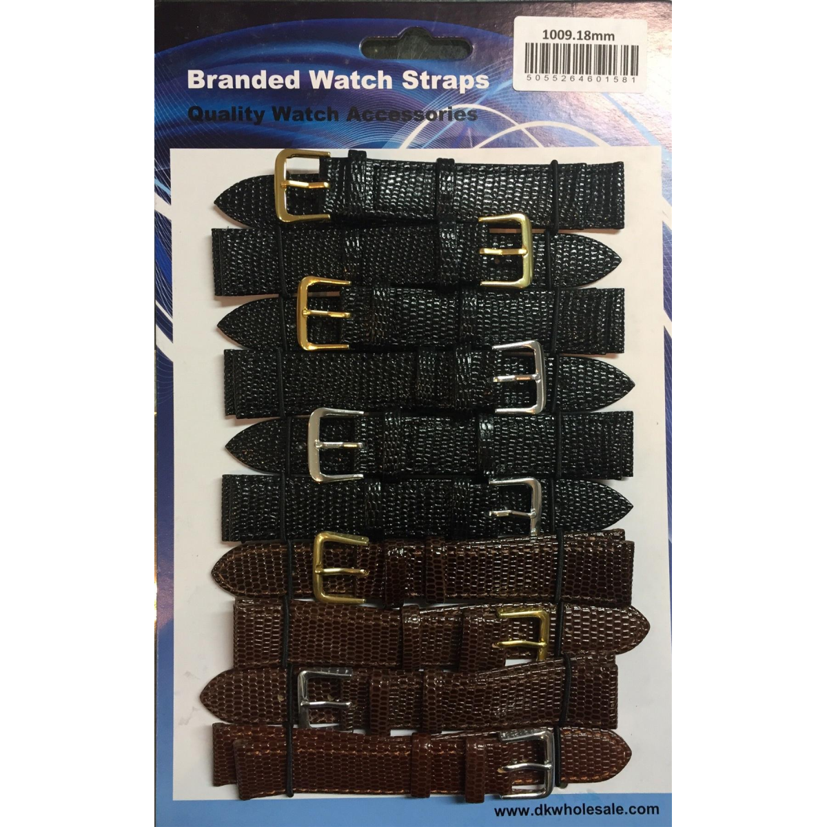 Lizard Grain Leather Black and Brown Watch Straps Pk10 size 20mm 1009