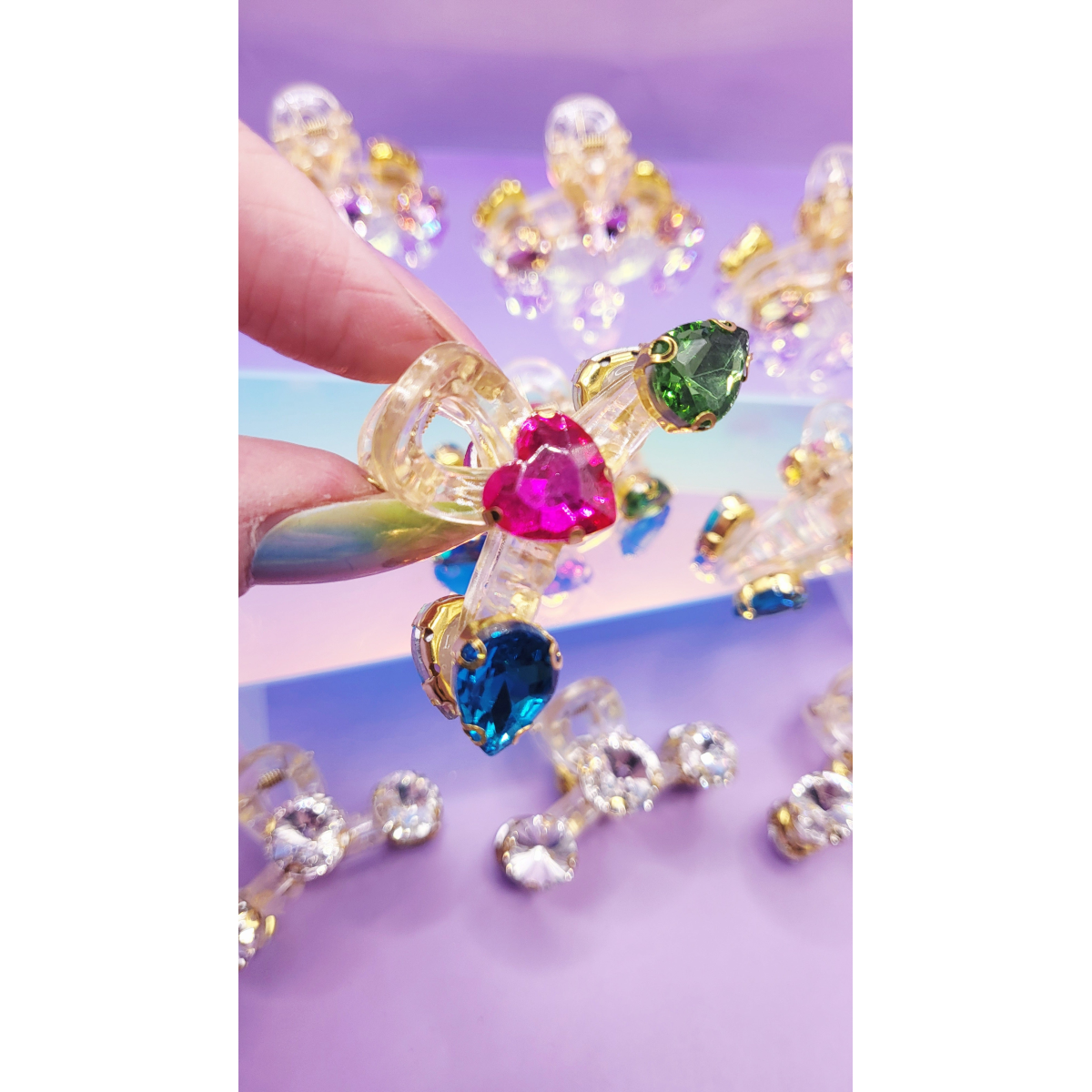 Crystal Luxe Rainbow Hair Clamps Pack of 12
