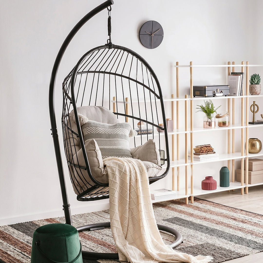 The CAGE Rattan Hanging Chair, Indoor/ Outdoor Furniture