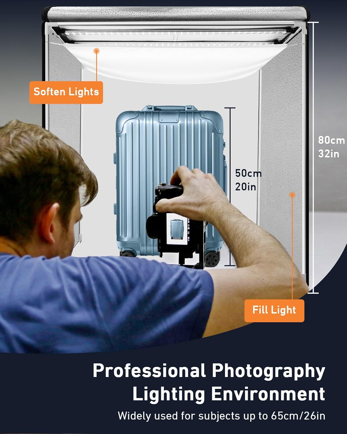 Light Box Photography 80cm 5600K Dimmable LED Studio with 6 Backdrops DUCLUS