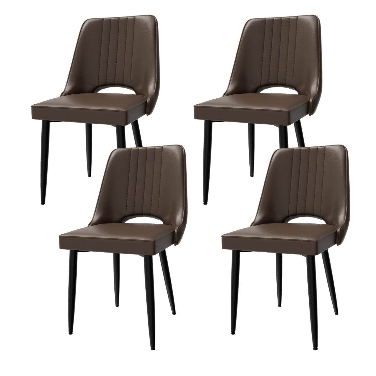 Dining Chairs with Cut-Out Backrest, Modern Kitchen Chair, Scandinavian Faux Leather Chair with High Back for Living Room Kitchen