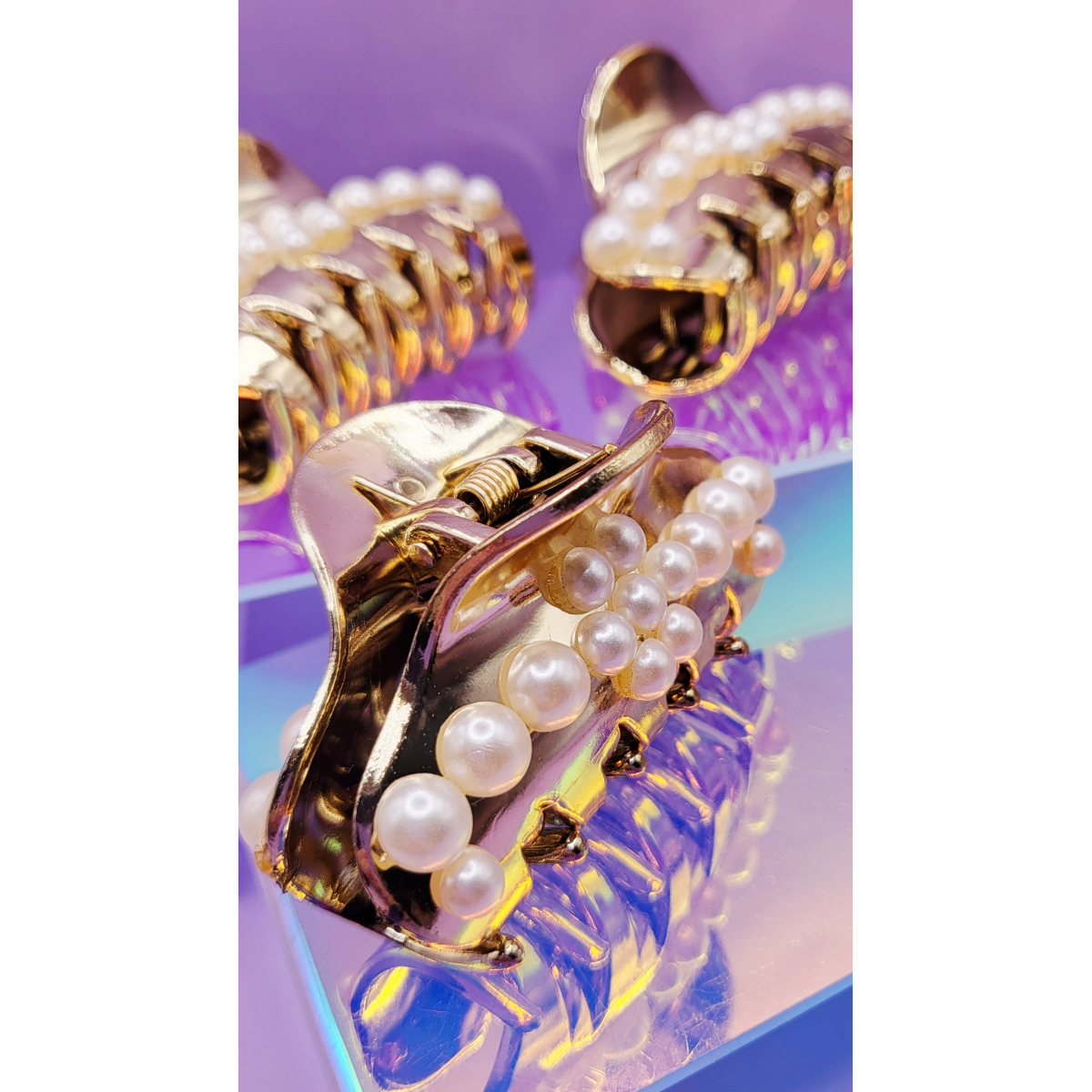 Shiny Gold Pearl Hair Clamps Pack of 12