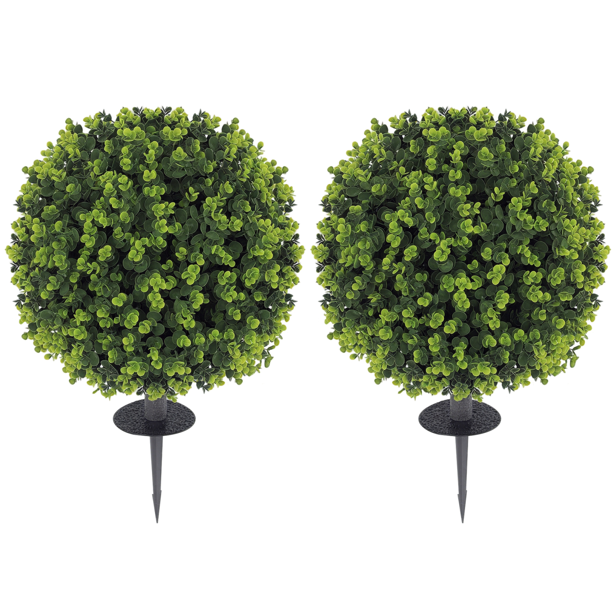 HOMCOM Set of 2 40cm Artificial Boxwood Topiary Ball Bush for Indoor Outdoor