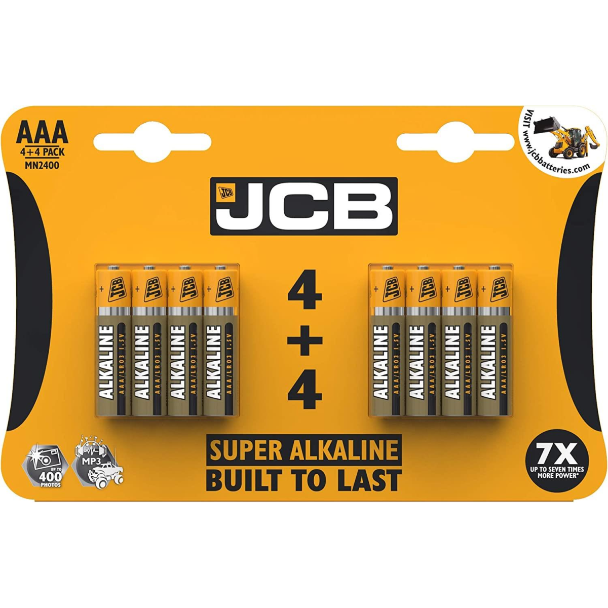 JCB AAA Super Alkaline Batteries 8 Per Card