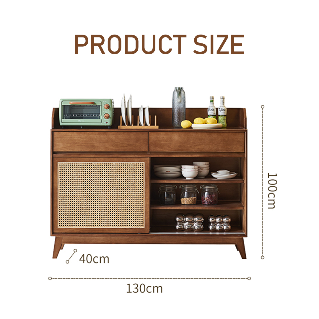 Cameron Sideboard, Rattan Cabinet With Glass Sliding Door