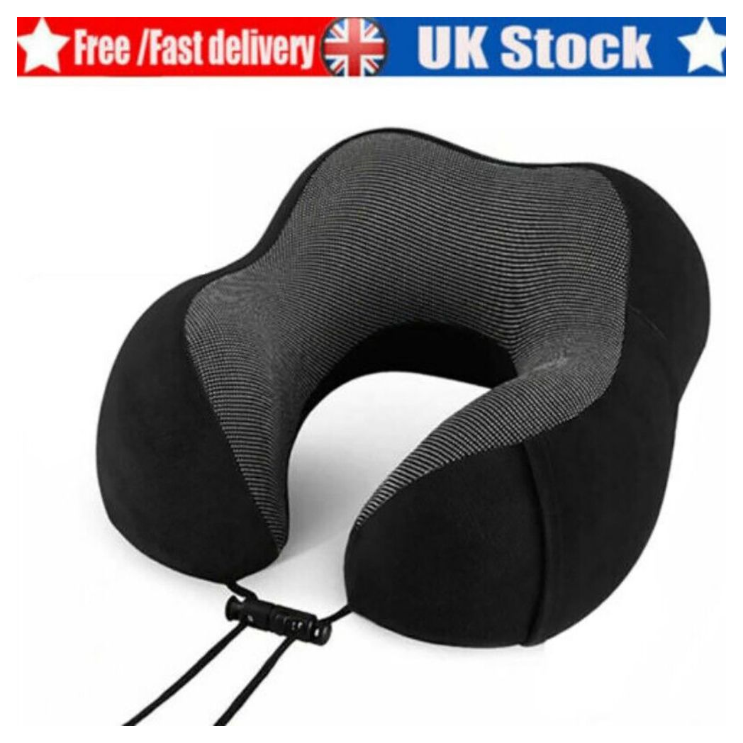 Memory Foam Travel Pillow Neck Support Cushion Without Carry Bag Ear Plugs Mask