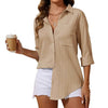 Women's Loose-fit Casual Long-sleeve Shirt With Double Stripes