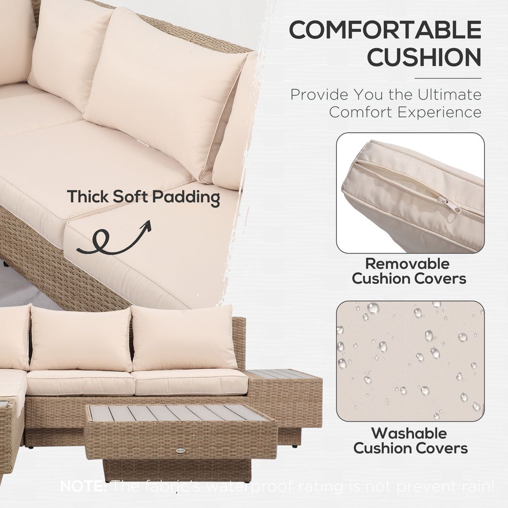 4Pcs Rattan Sofa Garden Set Coffee Table Chairs Loveseat Outdoor w/ Cushion