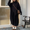 Women's Horn Button Cardigan Sweater - Mid-Length Turn-Down Collar Coat