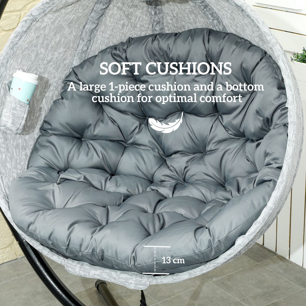Outsunny Hanging Egg Chair Outdoor Indoor Swing Chair, Folding Basket