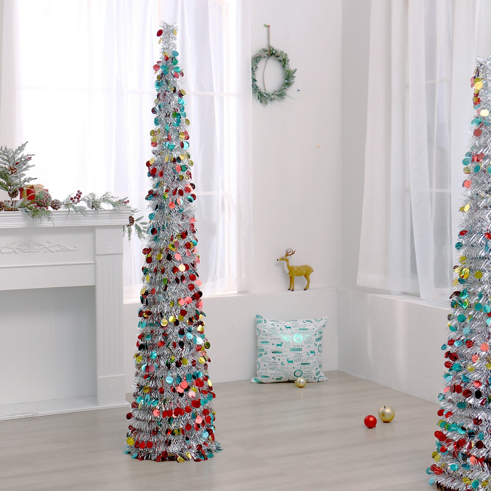 Christmas Colorful Retractable Folding Christmas Tree Decorative Ornaments