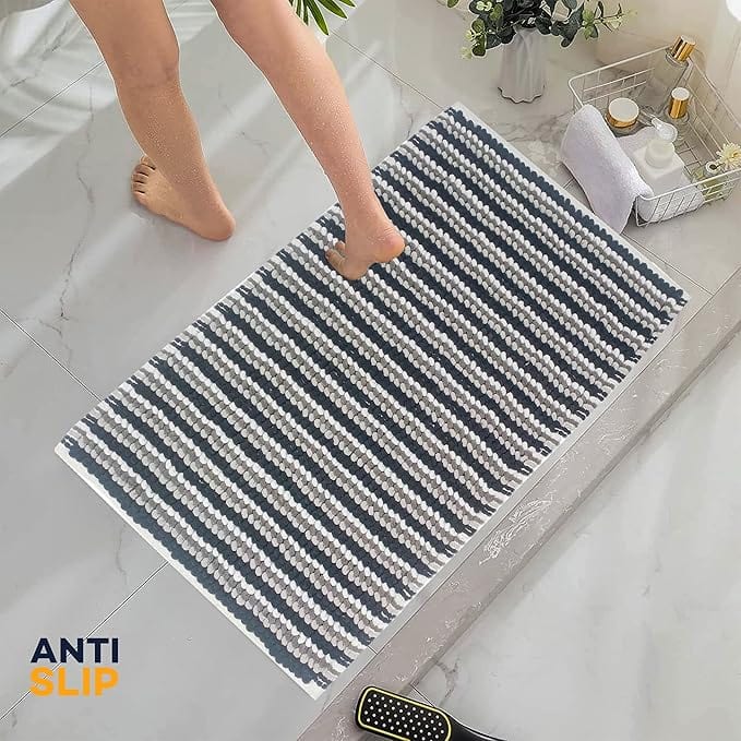 OLIVIA ROCCO Amalfi 2 Piece Bath Mat Set 100 Percent Cotton Jumbo Plush Absorbent Pedestal Bath Rug Modern Design For Bathroom Decor