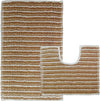 OLIVIA ROCCO Amalfi 2 Piece Bath Mat Set 100 Percent Cotton Jumbo Plush Absorbent Pedestal Bath Rug Modern Design For Bathroom Decor