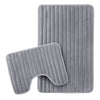 OLIVIA ROCCO 2 Piece Ribbed Bath Mat Set Charcoal Extra Soft Non Slip Super Absorbent Easy Care Rug For Bathroom And Toilet