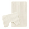OLIVIA ROCCO 2 Piece Ribbed Bath Mat Set Cream Extra Soft Non Slip Super Absorbent Easy Care Bathroom And Toilet Mats For Home Use