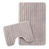 OLIVIA ROCCO 2 Piece Ribbed Bath Mat Set Natural Extra Soft Non Slip Super Absorbent Easy Care Polyester Bathroom Mats Machine Washable