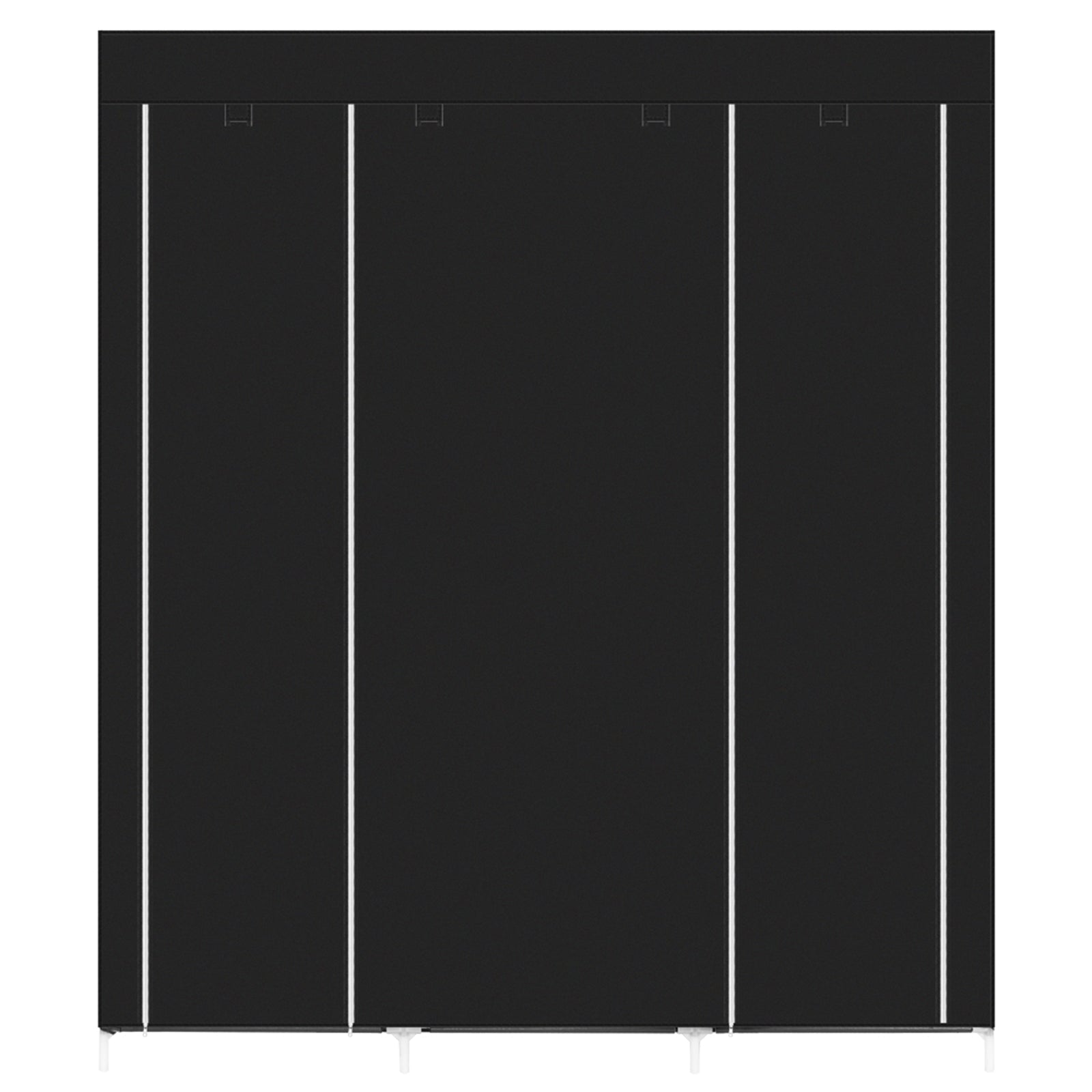 69" Portable Clothes Closet Non-Woven Fabric Wardrobe Double Rod Storage Organizer Black