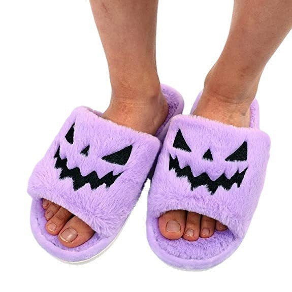 Halloween shoes winter cute warm home slippers women