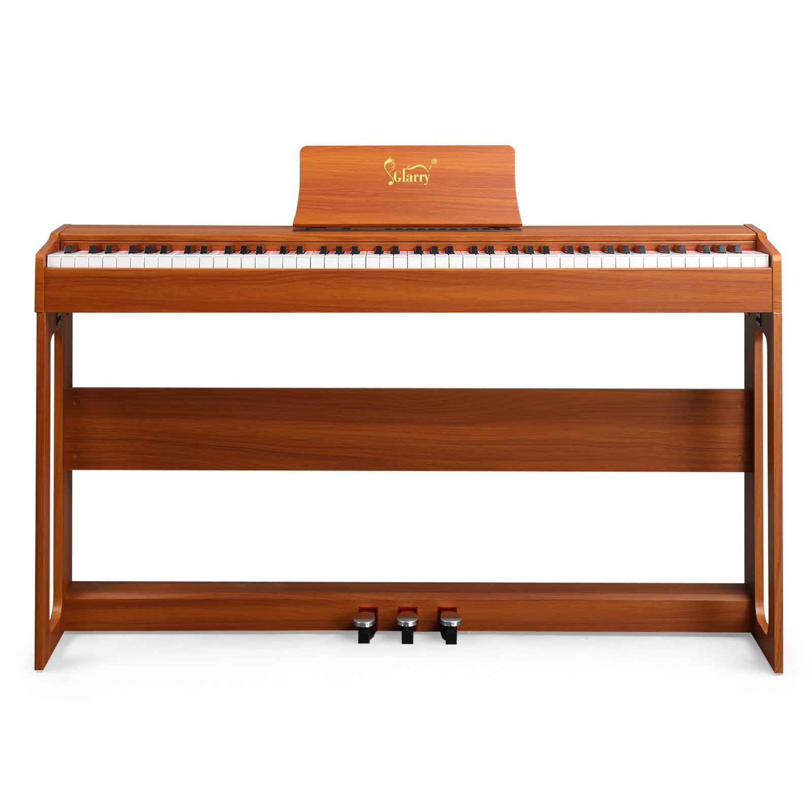 Glarry GDP-104 88 Keys Full Weighted Keyboards Digital Piano with Furniture Stand, Power Adapter, Triple Pedals, Headphone, for All Experience Levels Walnut