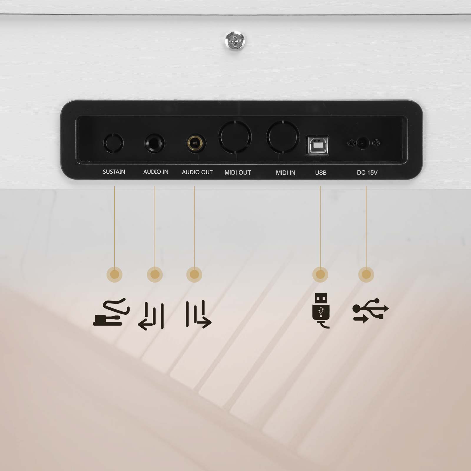 Glarry GDP-203 88 Key Standard Full Weighted Keyboards Digital Piano with Metal Stand, Power Adapter, Triple Pedals, Headphone，for All Experience Levels White Color