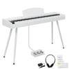 Glarry GDP-203 88 Key Standard Full Weighted Keyboards Digital Piano with Metal Stand, Power Adapter, Triple Pedals, Headphone，for All Experience Levels White Color
