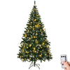 7 FT Snow Tipped Artificial Christmas Tree with DIY 150 Warm Lights, Remote Control, 1100 Branch Tips and Sturdy Metal Stand, Green & Snow Tipped