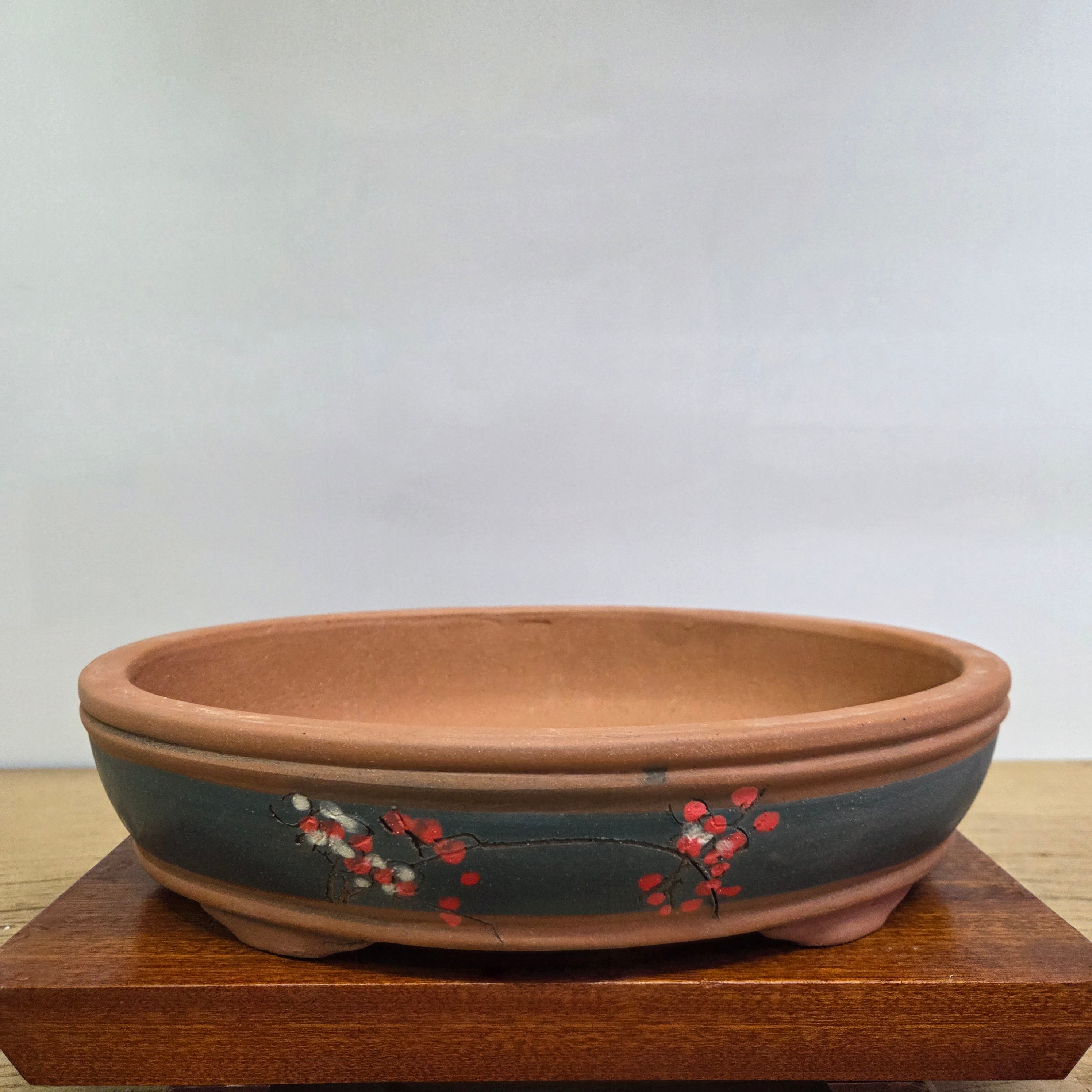 34cm Premium Unglazed Bonsai Pot | Oval | 34cm x 26cm x 8cm | Painted