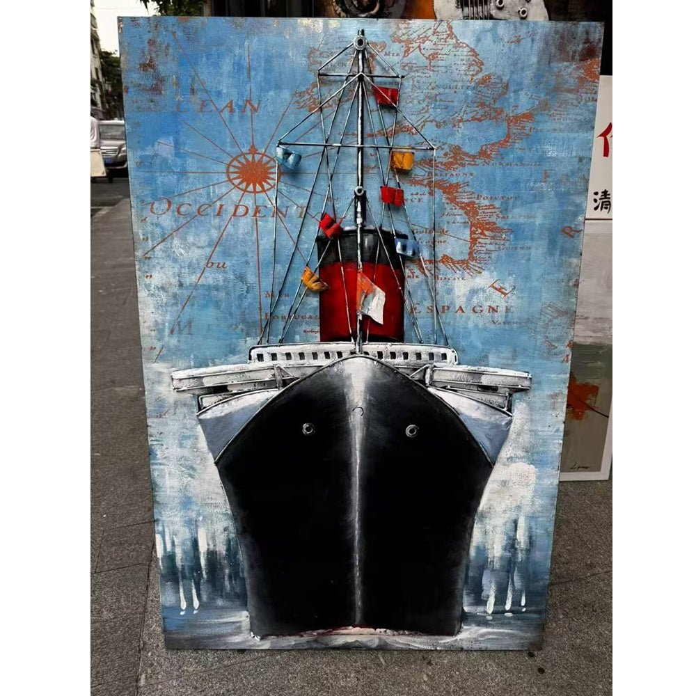 Handcrafted Vintage Ocean Liner 3D Metal Wall Art for Home & Office Decor