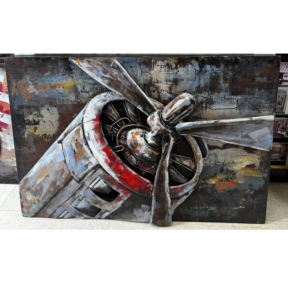 Handcrafted Vintage Airplane Propeller 3D Metal Wall Art for Home & Office Decor