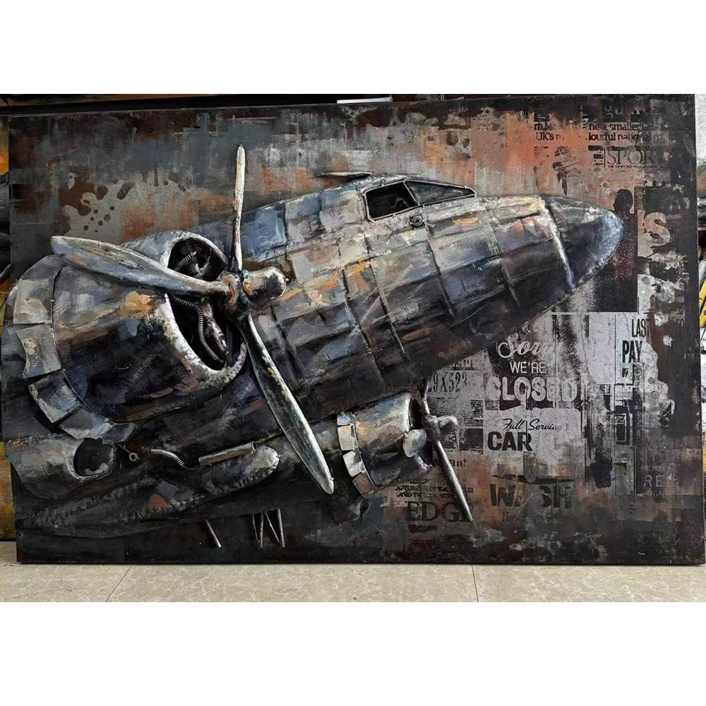 Handcrafted Vintage Aircraft 3D Metal Wall Art for Home & Office Decor