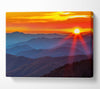 Blue Misty Mountain Sun 3 Canvas Wall Art