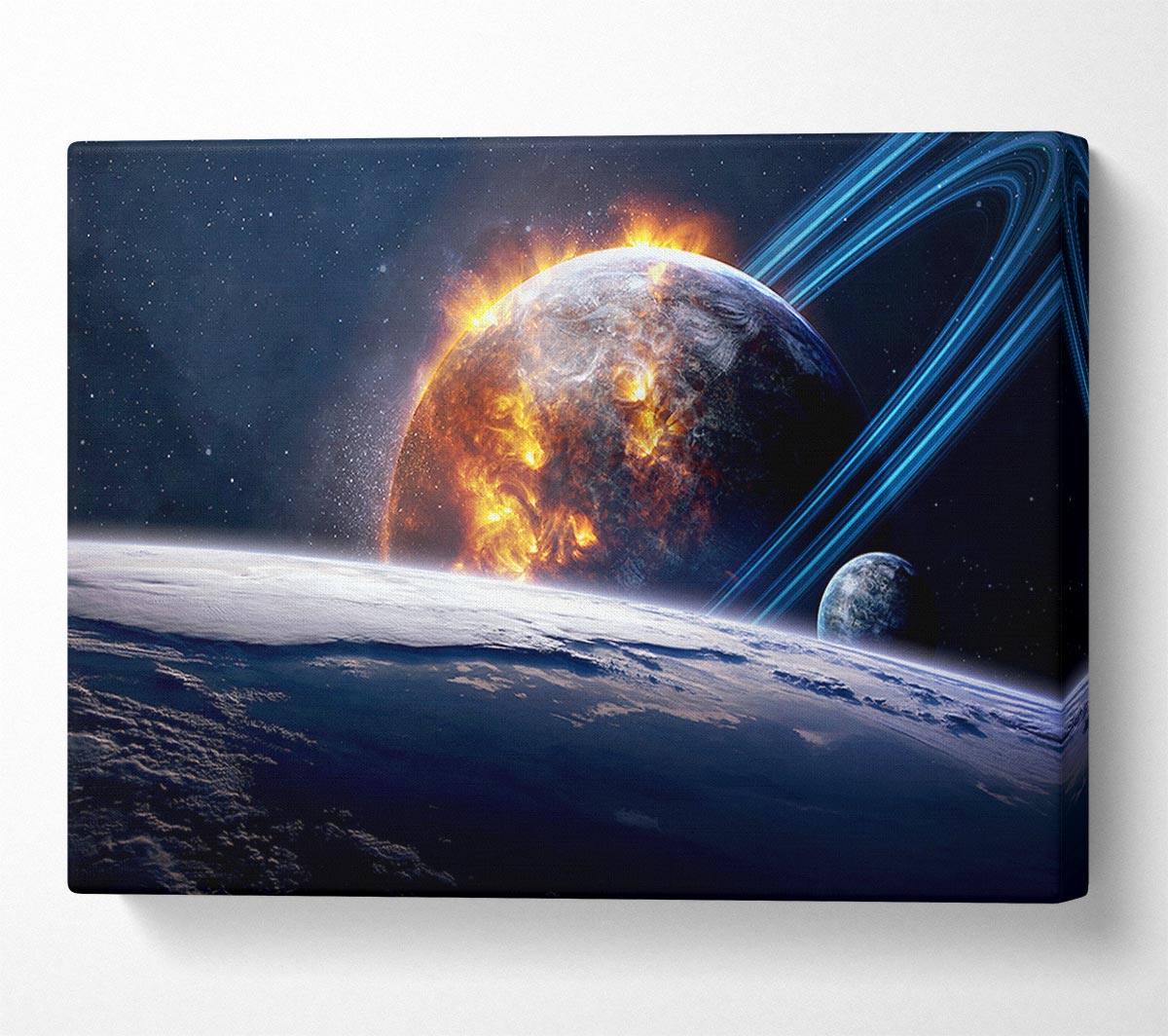 Flaming Sun Above The Earth Canvas Wall Art