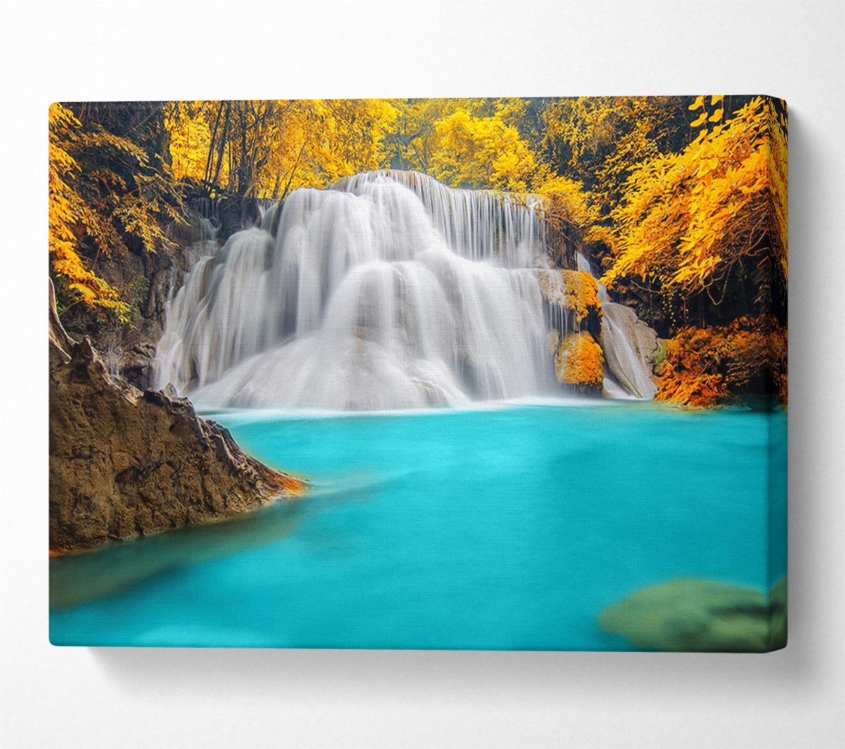 Yellow Trees Around The Blue Waters Canvas Wall Art