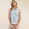 Patchwork Denim Sleeveless Shirt