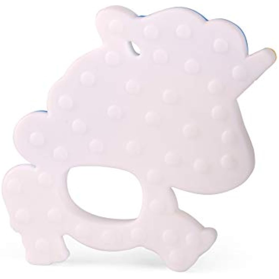 PREMYO Teething Toy for Baby Teether Silicone - Soothes Sore Gum Pain - Easy to Grab BPA Free Unicorn White Blue