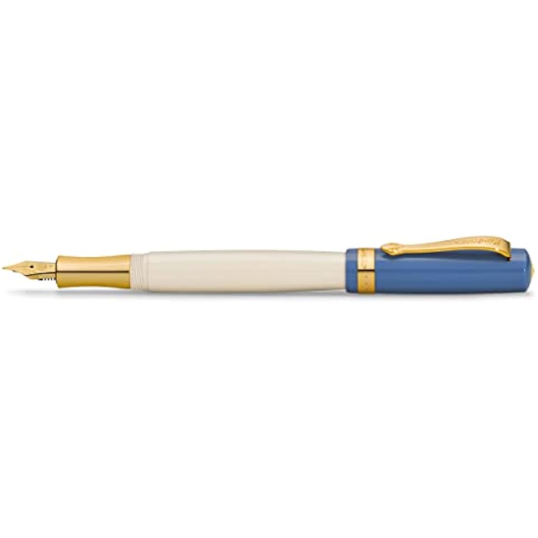 Kaweco STUDENT 50's Rock Fountain Pen I Premium Acrylic Fountain Pen for Ink Cartridges I Nostalgic Fountain Pen in Blue and Cream with Golden Details I Student Pen 16 cm I Nib: M (Medium)