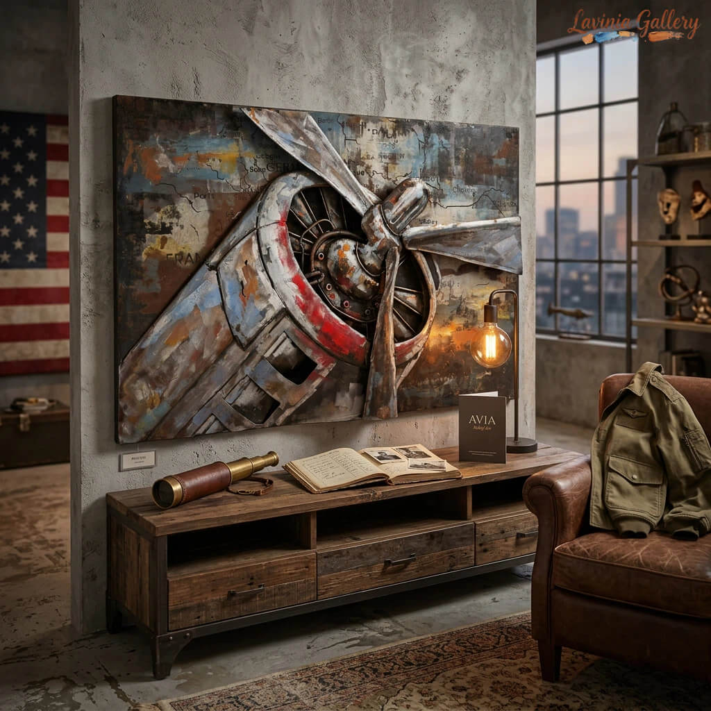 Handcrafted Vintage Airplane Propeller 3D Metal Wall Art for Home & Office Decor