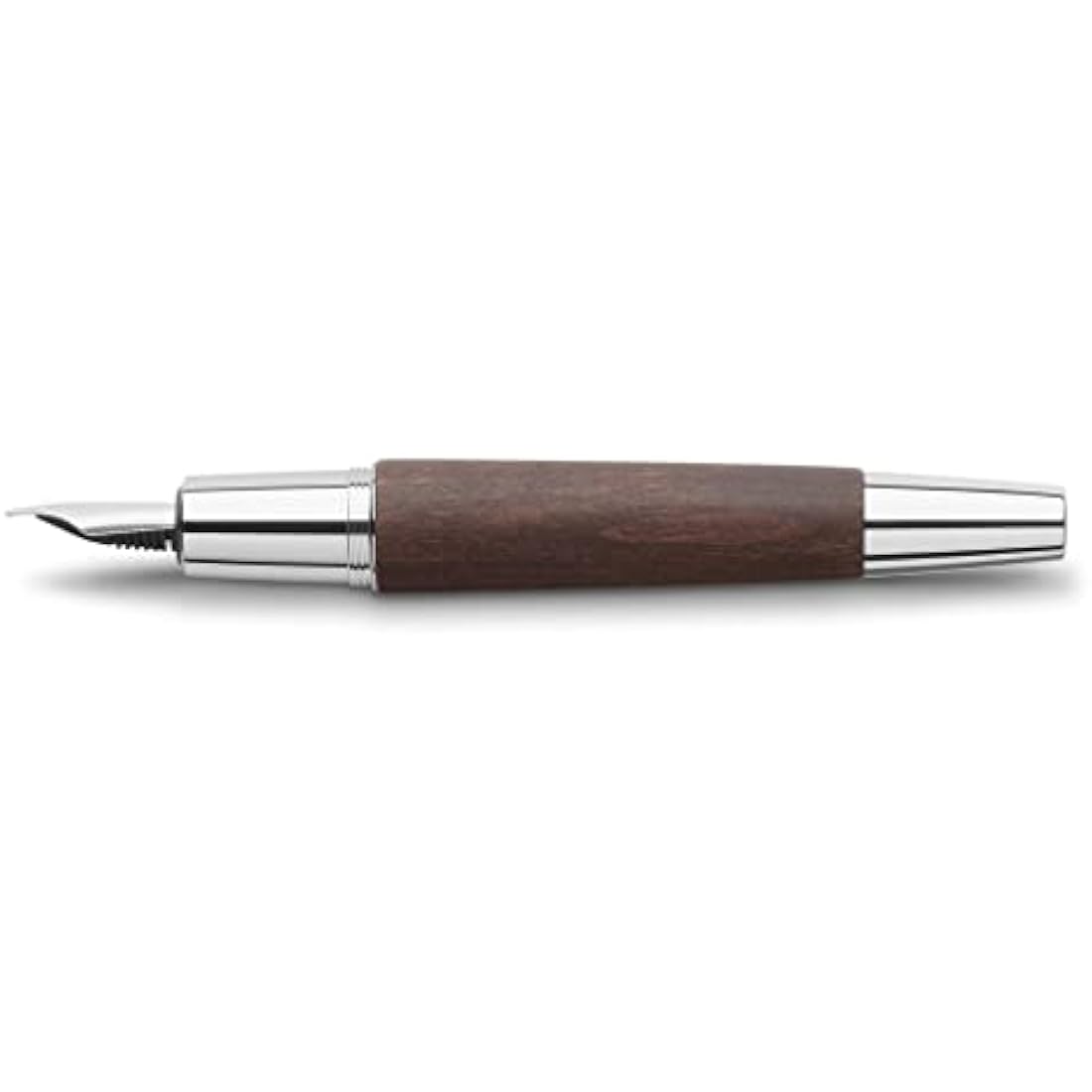 Faber-Castell E-Motion Chrome Wood Fountain Pen - Dark Brown Medium