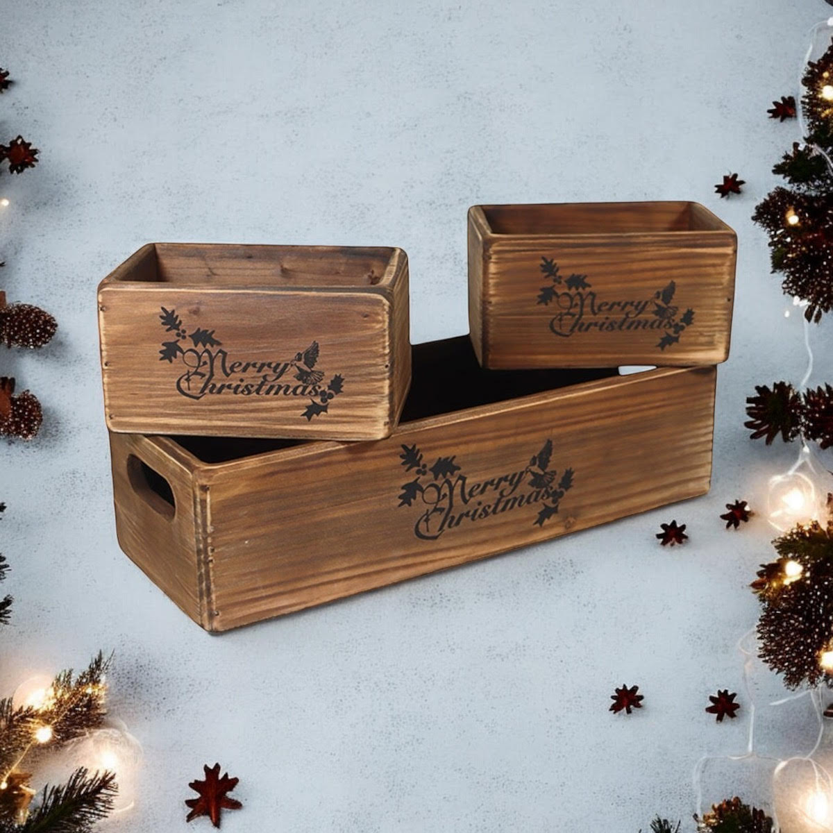 34/15/15CM SET 3  WOODEN BOXES