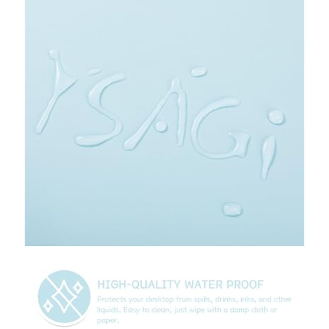 YSAGi Non-Slip Desk Pad, Waterproof PVC Leather Desk Table Protector, Ultra Thin Large Mouse Pad, Easy Clean Laptop Desk Writing Mat for Office Work/Home/Decor (60 x 35 cm, Light Blue)