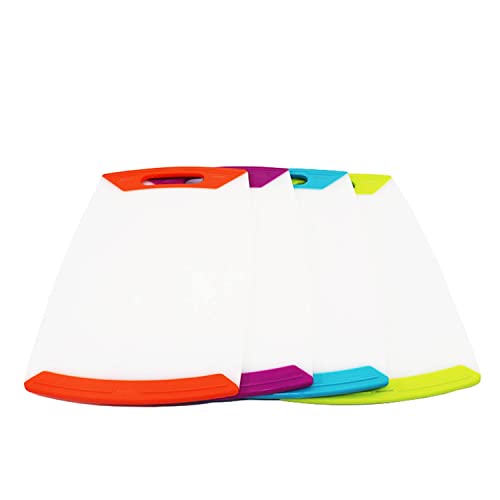 London Boutique Chopping Board - Chopping Board Set - 4 Pieces Set - Heavy Duty BPA Free - Non-Slip Rubber Feet - Smart Color Code - 42.5cm*25.5cm (1 Color Each, 4)