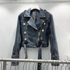 Fashion Denim Jacket Women's Retro High Waist Crop Top