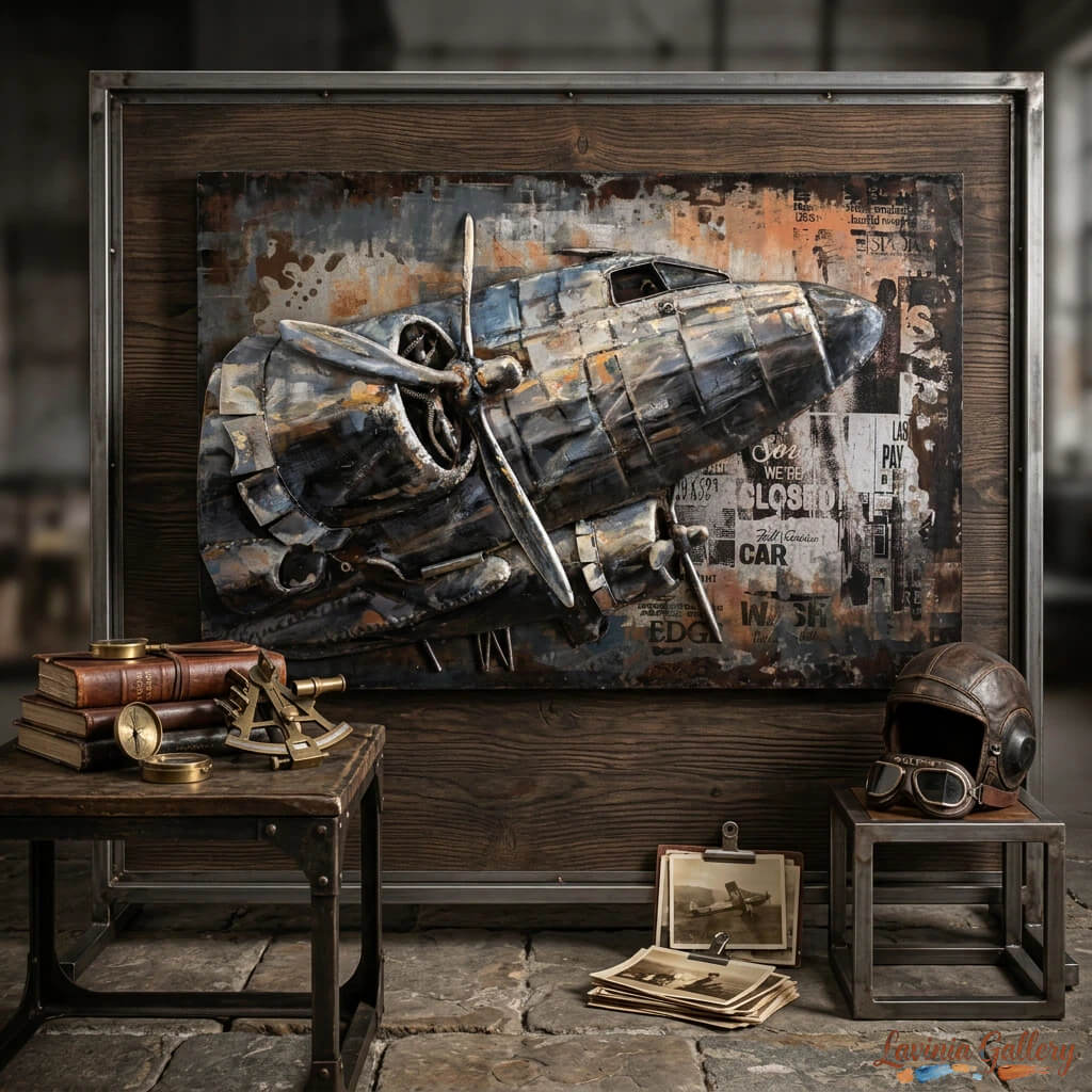 Handcrafted Vintage Aircraft 3D Metal Wall Art for Home & Office Decor