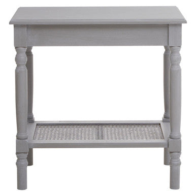 Slate Grey Wooden Side Table with Cane Webbing Detail, Heritage