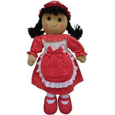 Rag Doll with Red Polka Dress - Handmade - Large 40cms - Powell Craft