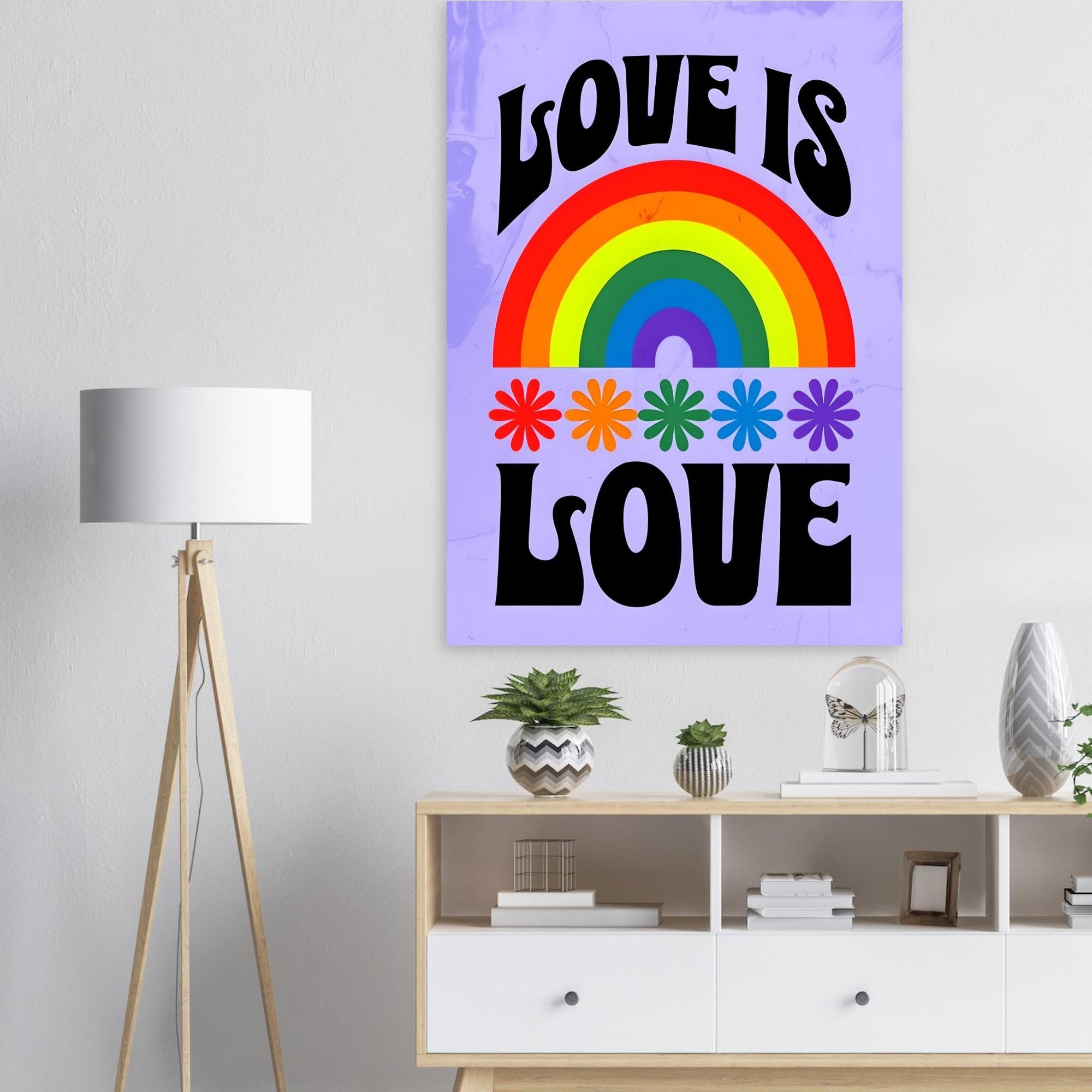 Love Is Love Rainbow Wall Art – Retro Pride Poster, 70s Style LGBTQ+ Equality Print